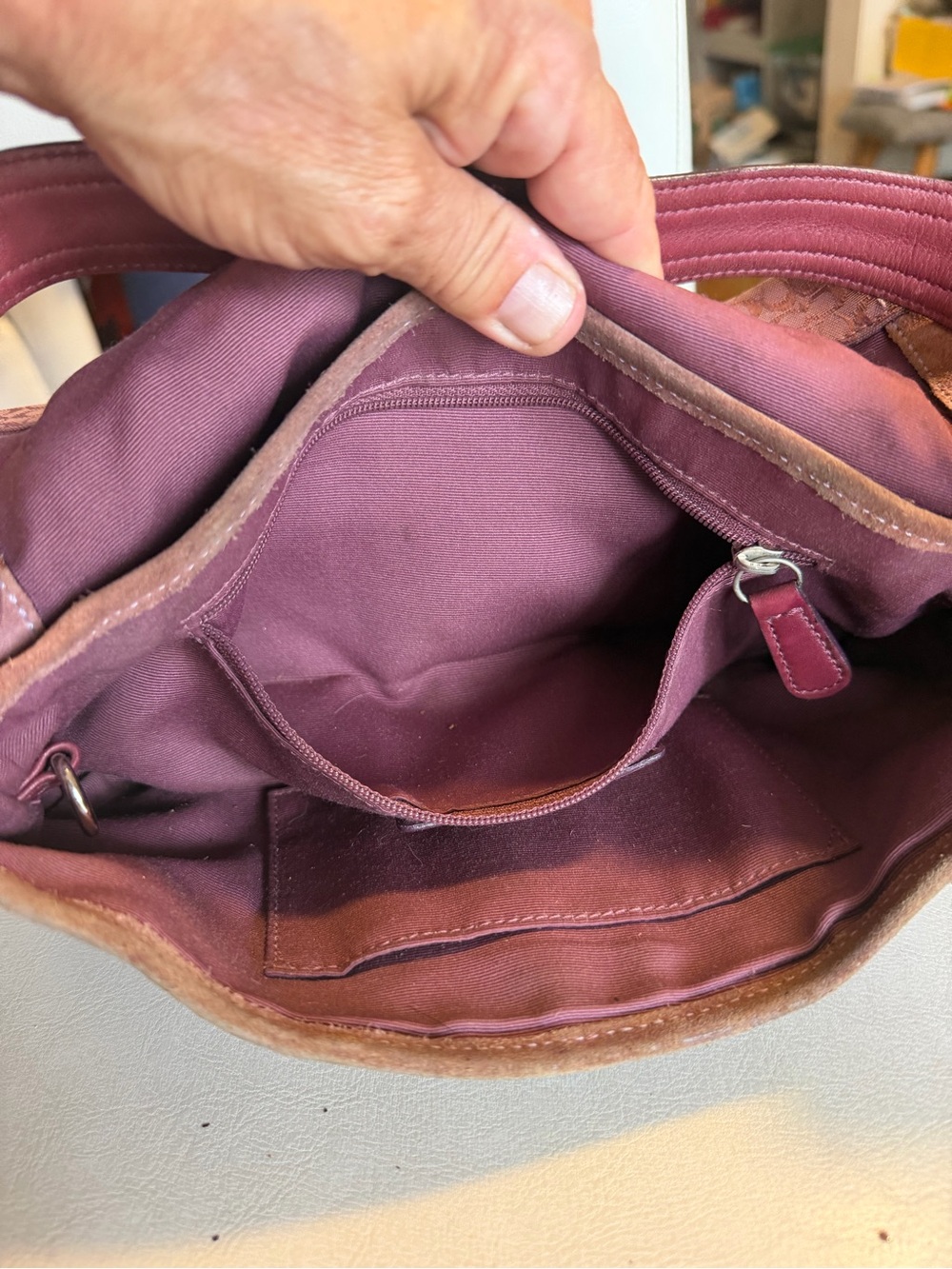 Coach Soho Signature Jacquard Flap Shoulder Bag Burgundy - Picture 4 of 5